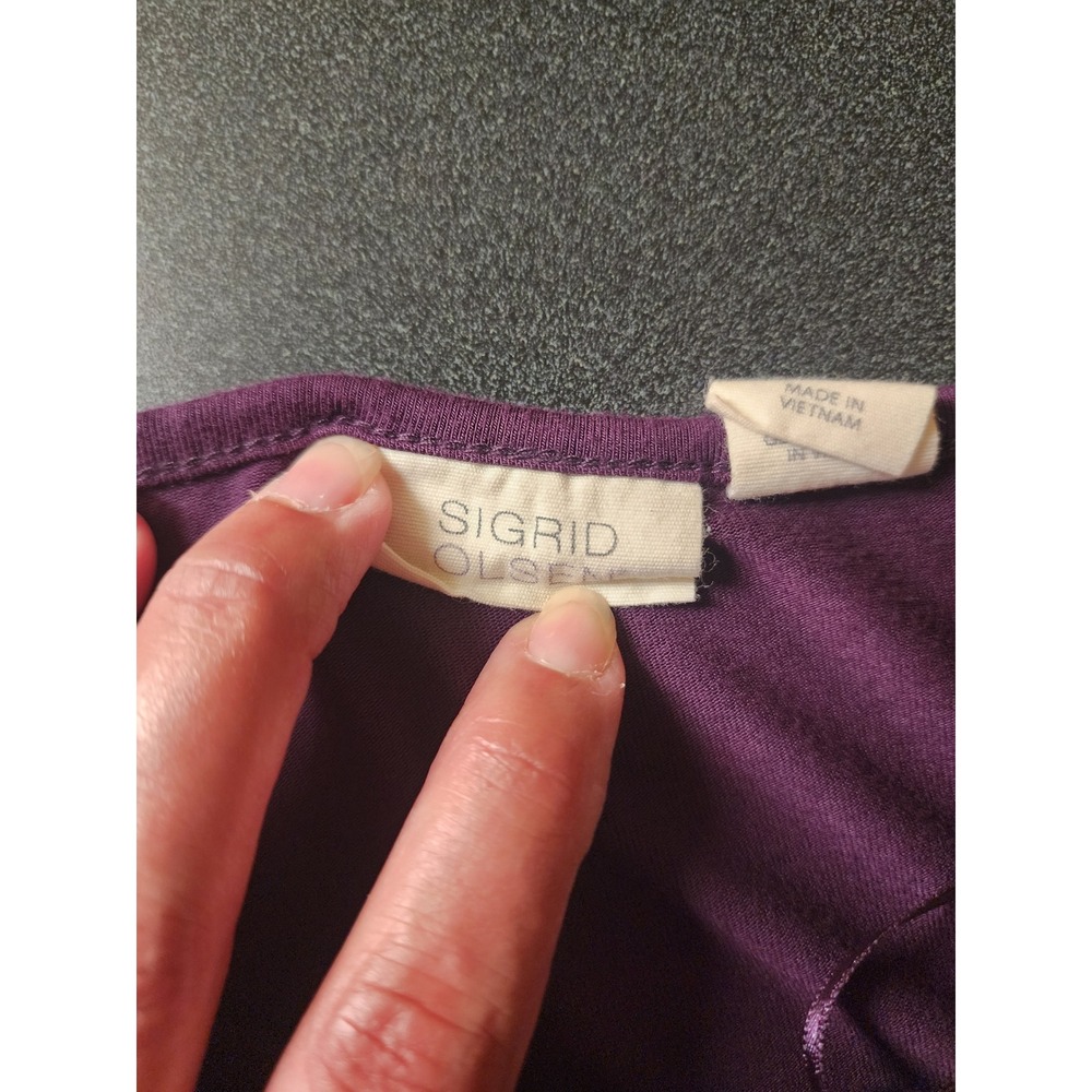 Vintage Sigrid Olsen Purple Rayon Midi Dress - 90s Whimsigoth Cottagecore Medium - Picture 4 of 8